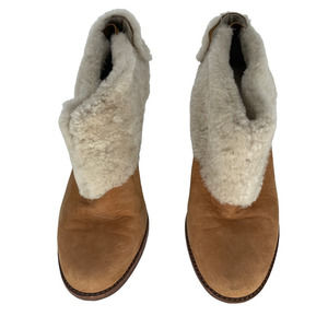 Calvin Klein Sherling Suede Pam Chestnut Tan Ankle Boots Booties 8M